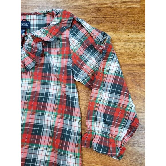Vtge‎ Lands End Red Plaid Womans Size S Ruffle Neck Nightgown - Picture 3 of 5